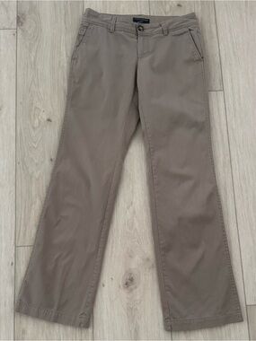 Banana Republic womens “Ryan” fit casual tan khaki pants wide leg flat front 4